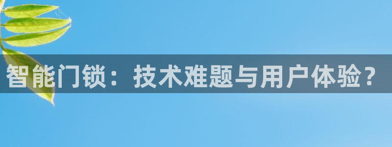 富联娱乐整7O777：智能门锁：技术难题与用户体验？