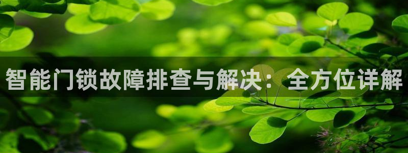 富联娱乐代理是谁做的：智能门锁故障排查与解决：全方位详解